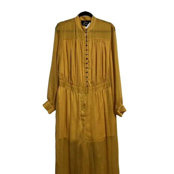 NWT Women's Nina Parker Jumpsuit 14W Mustard Yellow - Picture 2 of 9